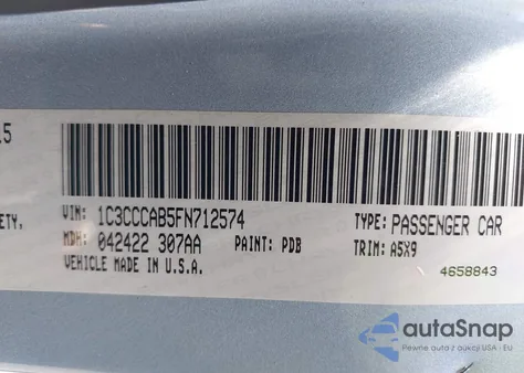 2015 Chrysler 200 Limited z USA, uszkodzony, nr VIN 1C3CCCAB5FN712574